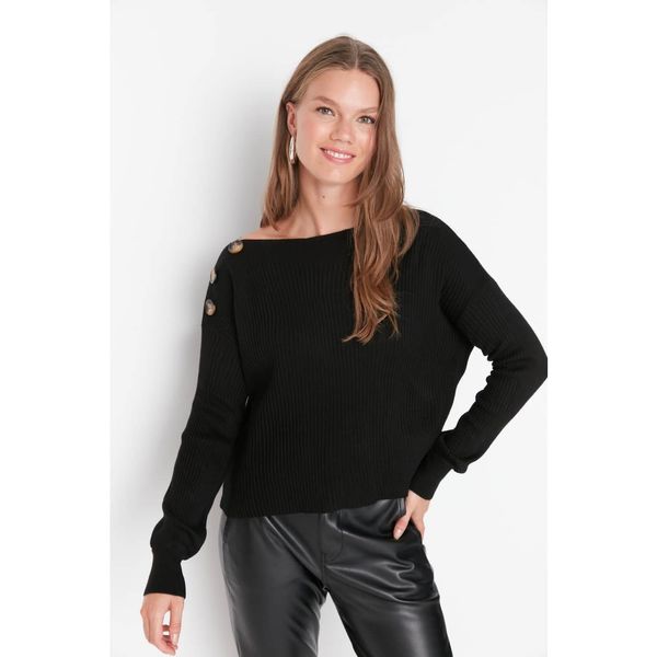 Trendyol Trendyol Black Button Detailed Knitwear Sweater