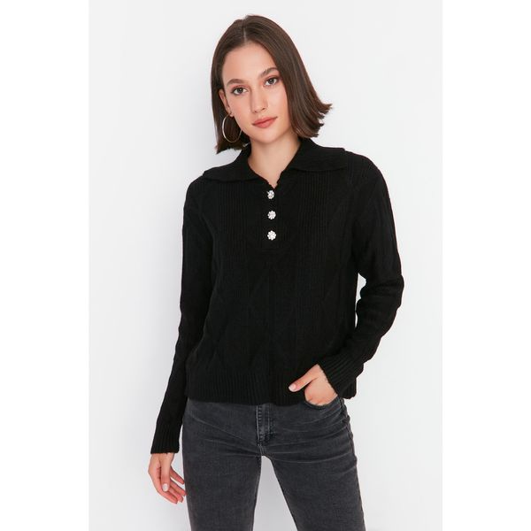 Trendyol Trendyol Black Button Detailed Knitwear Sweater