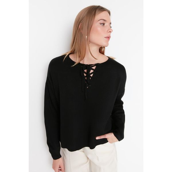 Trendyol Trendyol Black Collar Detailed Oversized Knitwear Sweater