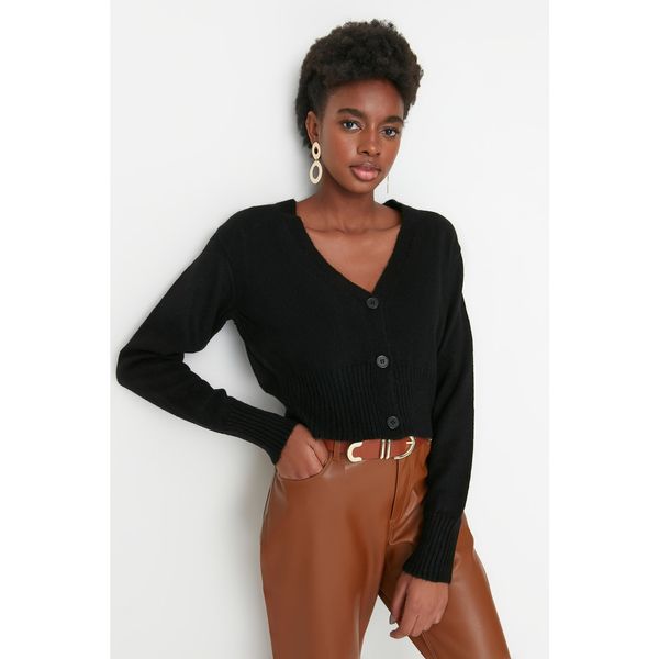 Trendyol Trendyol Black Crop Knitwear Cardigan