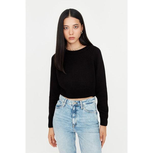 Trendyol Trendyol Black Crop Knitwear Sweater