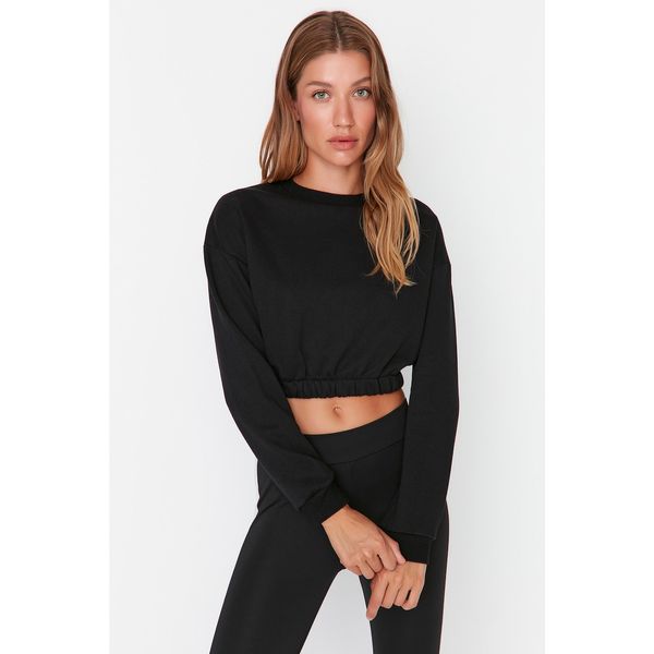 Trendyol Trendyol Black Crop Raised Sports Sweatshirt