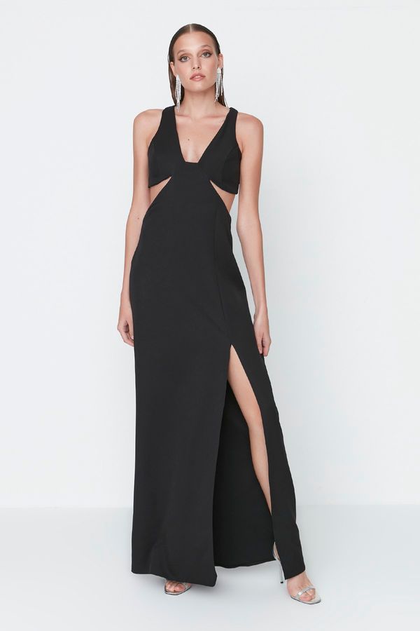 Trendyol Trendyol Black Decollete Detailed Evening Dress & Graduation Dress