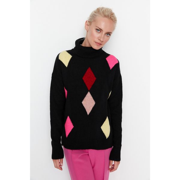 Trendyol Trendyol Black Diamond Patterned Knitwear Sweater