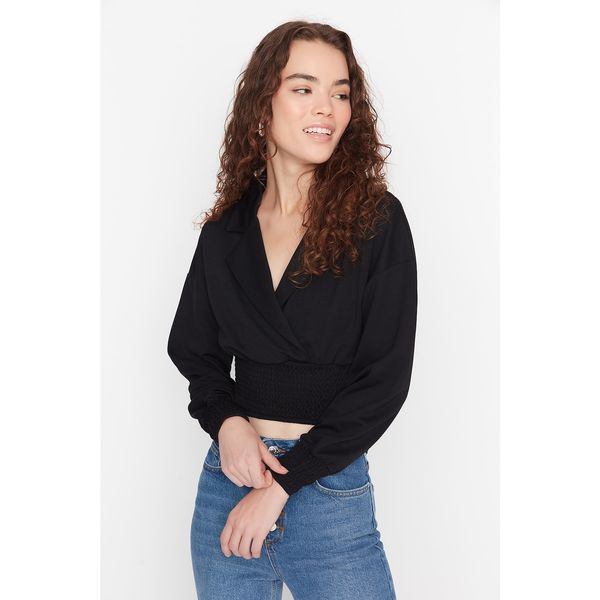 Trendyol Trendyol Black Double Breasted Knitted Blouse