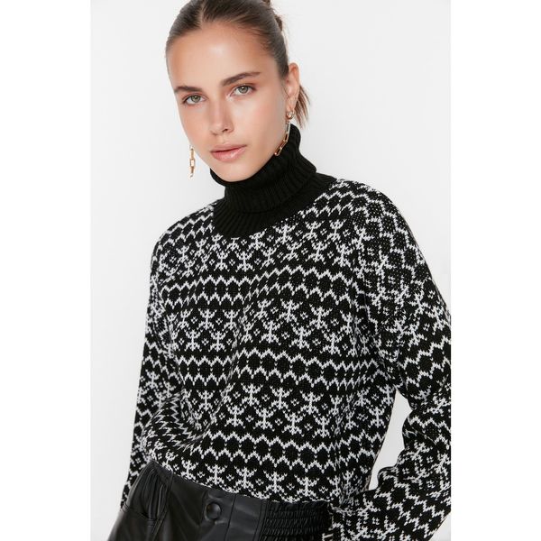Trendyol Trendyol Black Fisherman Patterned Knitwear Sweater
