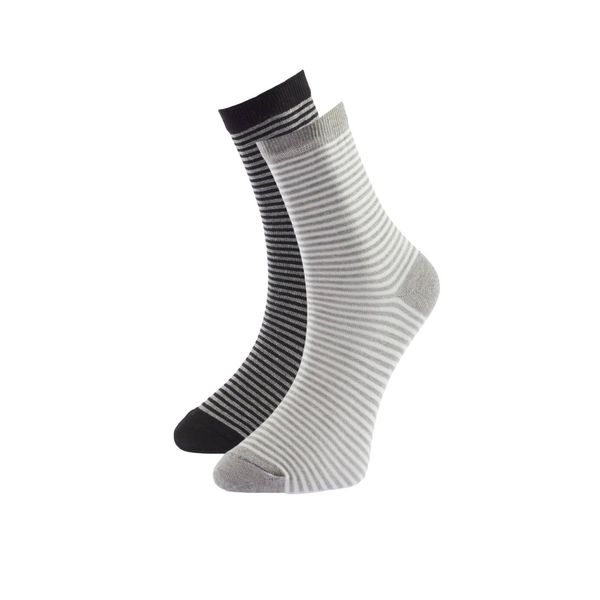 Trendyol Trendyol Black-Grey Striped 2-Pack Socks