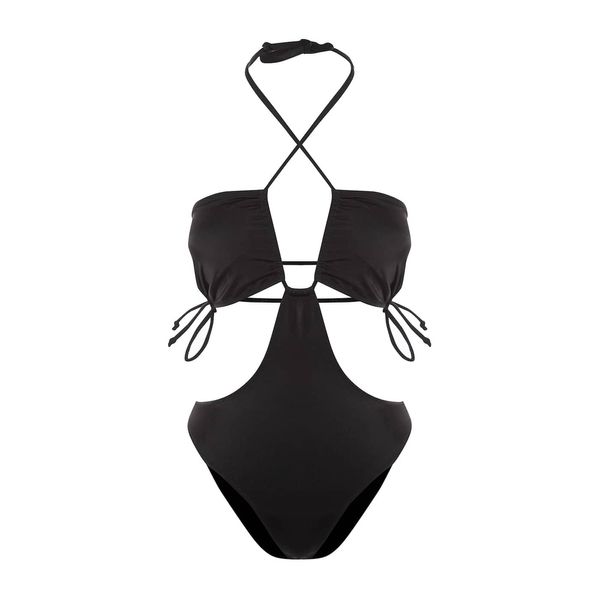 Trendyol Trendyol Black Halter Cut Out Detailed Swimsuit