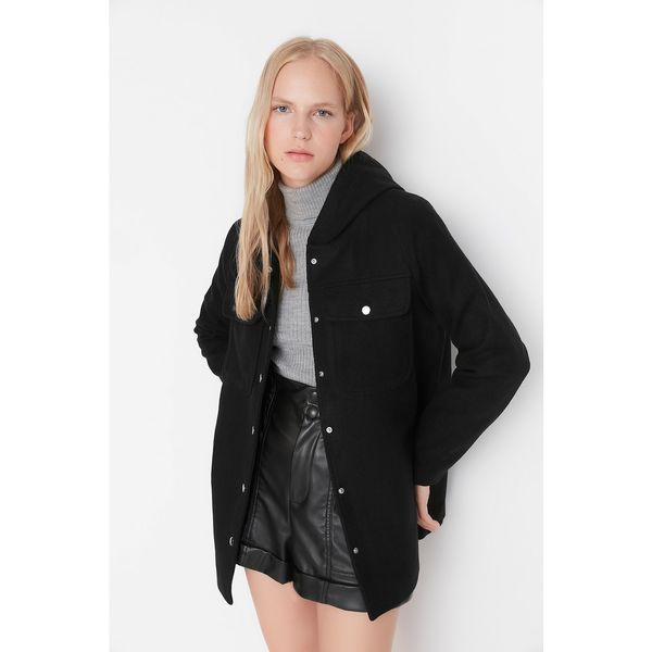 Trendyol Trendyol Black Hooded Cachet Coat