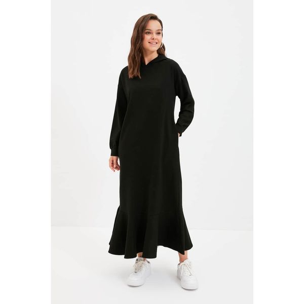 Trendyol Trendyol Black Hooded Knitted Sweat Dress