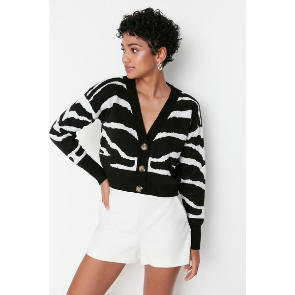 Trendyol Trendyol Black Jacquard Crop Knitwear Cardigan