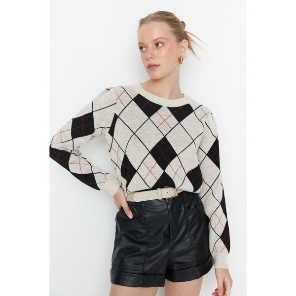 Trendyol Trendyol Black Jacquard Crop Knitwear Sweater