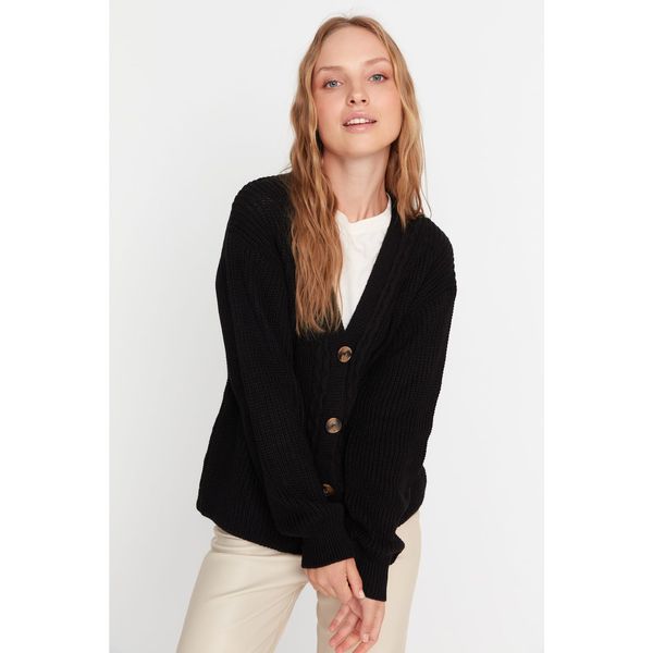 Trendyol Trendyol Black Knitted Detailed Knitwear Cardigan