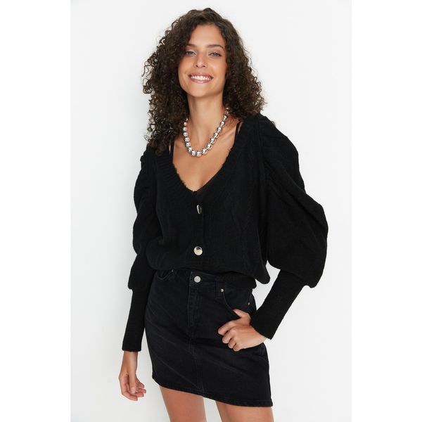 Trendyol Trendyol Black Knitted Detailed Knitwear Cardigan