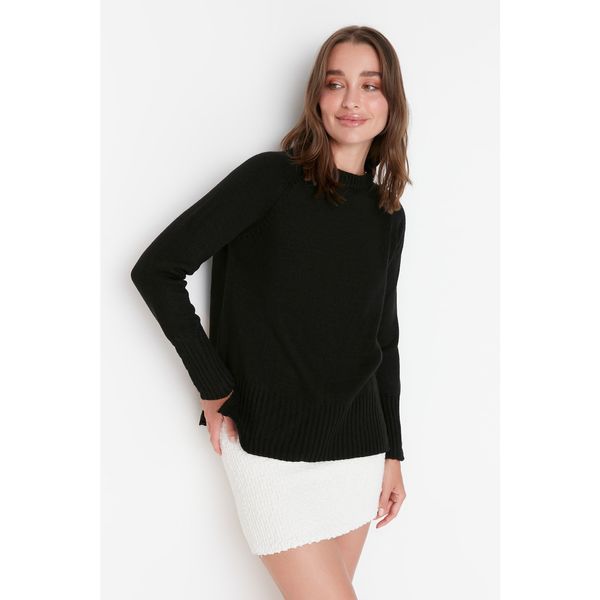 Trendyol Trendyol Black Knitted Detailed Knitwear Sweater