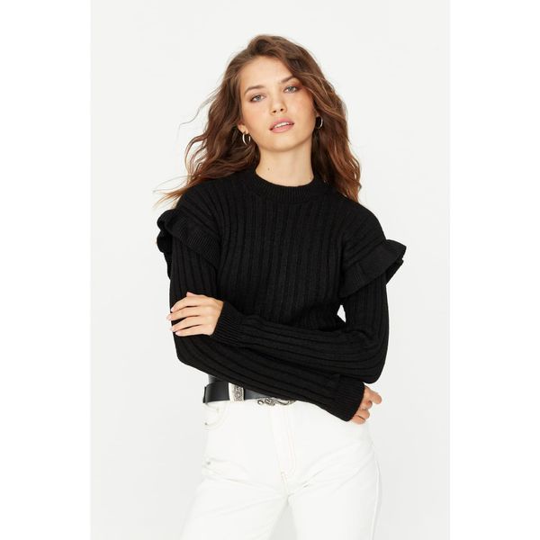 Trendyol Trendyol Black Knitted Detailed Knitwear Sweater