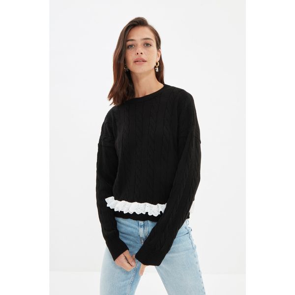 Trendyol Trendyol Black Lace Detailed Knitwear Sweater