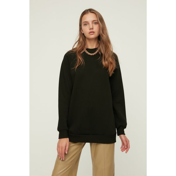 Trendyol Trendyol Black Long Oversize Raised Knitted Sweatshirt