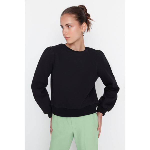 Trendyol Trendyol Black Low-Cut Back Basic Rack Knitted Sweatshirt