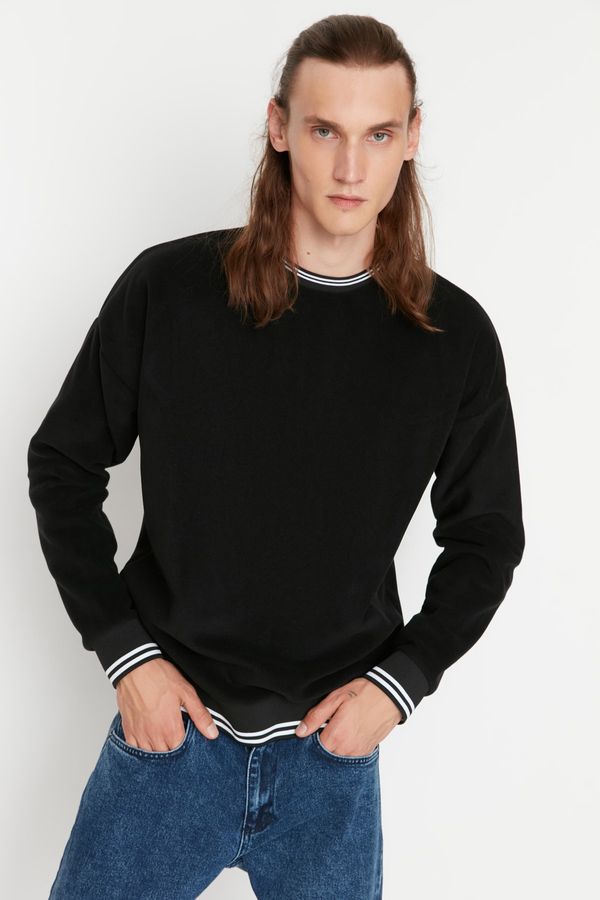 Trendyol Trendyol Black Men's Oversize Fit Crew Neck Knitted Sweatshirt