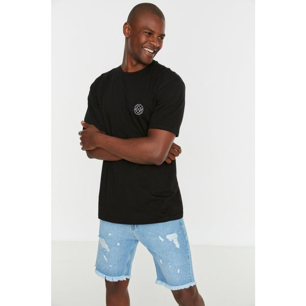 Trendyol Trendyol Black Men's Oversize Fit Crew Neck Short Sleeve Printed T-Shirt