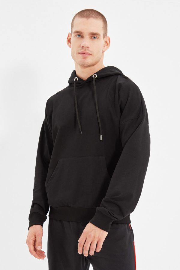 Trendyol Trendyol Black Men's Oversize Hoodie Sweatshirt