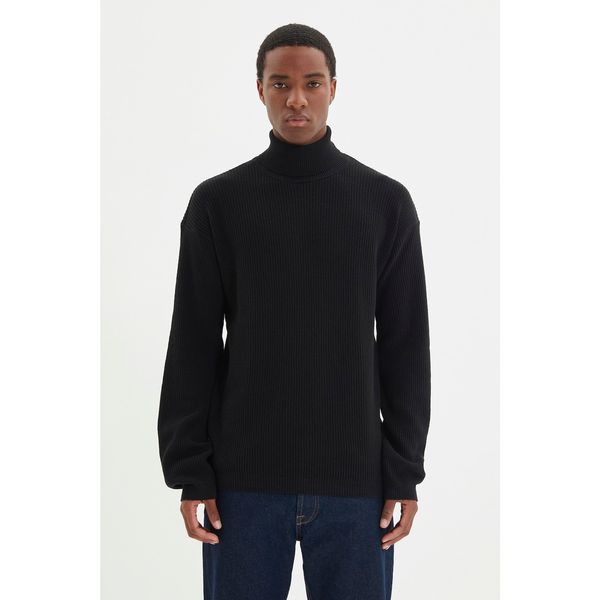 Trendyol Trendyol Black Men's Oversize Wide Fit Turtleneck Basic Sweater