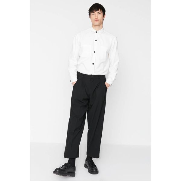 Trendyol Trendyol Black Men's Palazzo Wide Cut Wide Leg Pleated Trousers