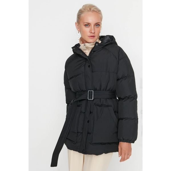 Trendyol Trendyol Black Oversize Arched Hooded Inflatable Coat