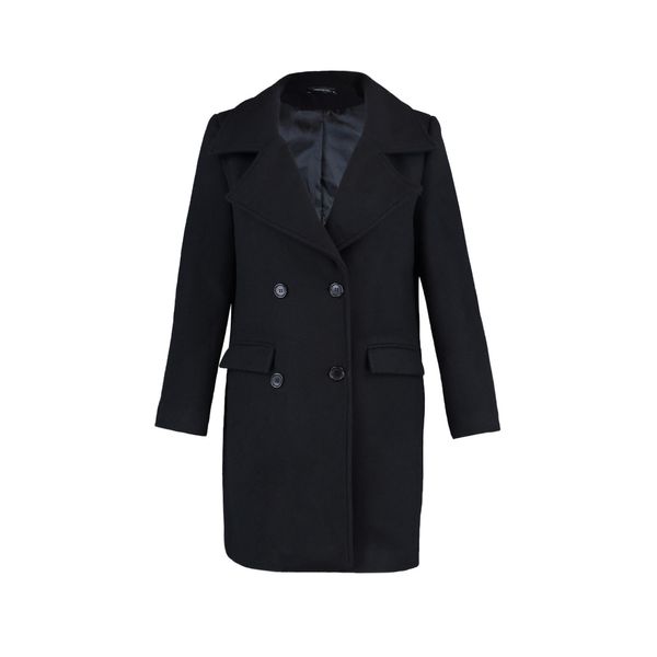 Trendyol Trendyol Black Oversize Button Closure Stamp Coat