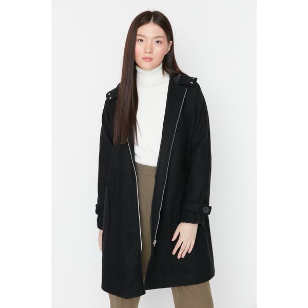 Trendyol Trendyol Black Oversize Hooded Cachet Coat