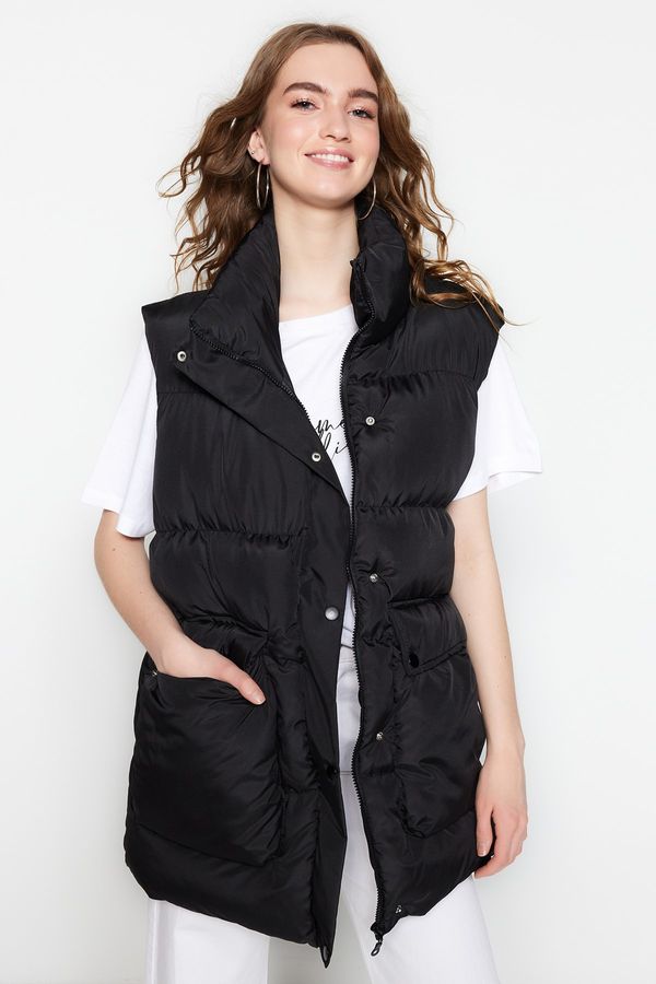 Trendyol Trendyol Black Oversize Stand Up Collar Inflatable Vest