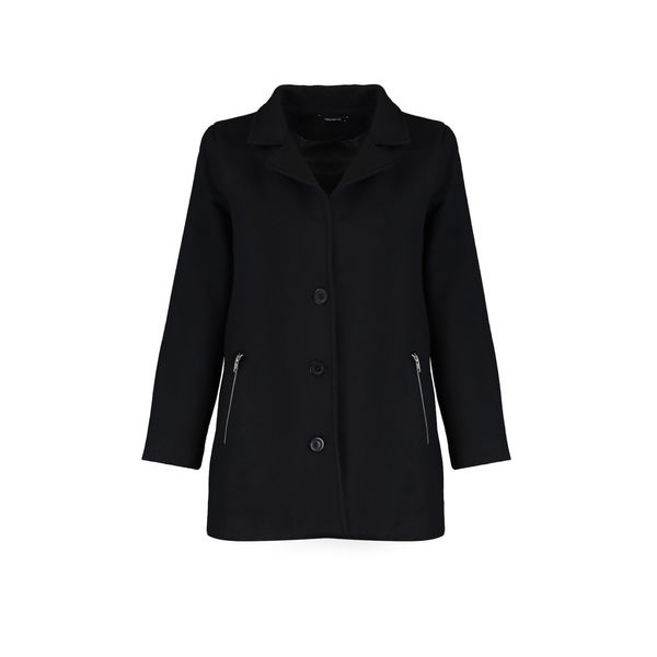 Trendyol Trendyol Black Oversize Zipper Detailed Cachet Coat