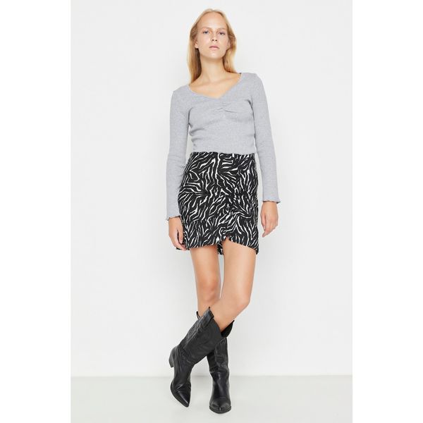 Trendyol Trendyol Black Patterned Knitted Skirt