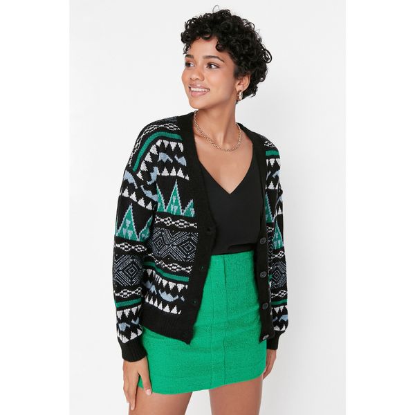 Trendyol Trendyol Black Patterned Knitwear Cardigan