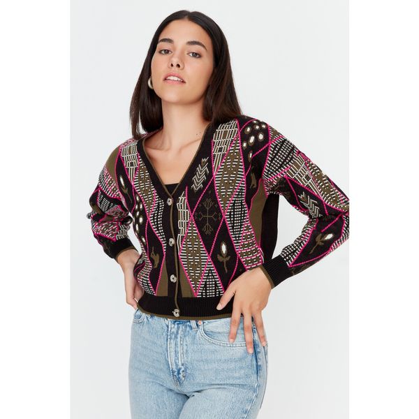 Trendyol Trendyol Black Patterned Knitwear Cardigan