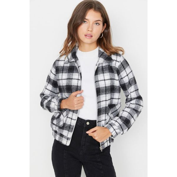 Trendyol Trendyol Black Plaid Bomber Cachet Coat