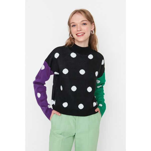 Trendyol Trendyol Black Polka Dot Patterned Knitwear Sweater