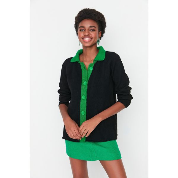 Trendyol Trendyol Black Polo Collar Knitwear Cardigan