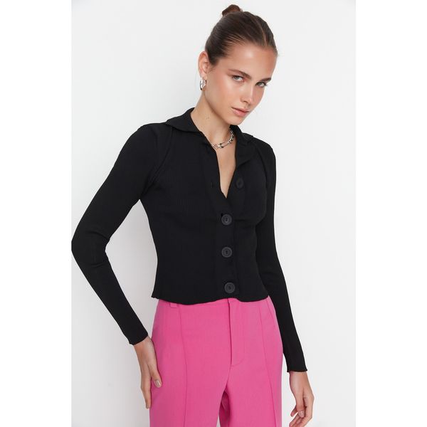 Trendyol Trendyol Black Polo Neck Knitwear Cardigan