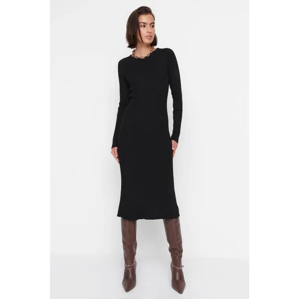 Trendyol Trendyol Black Raglan Sleeve Knitwear Dress