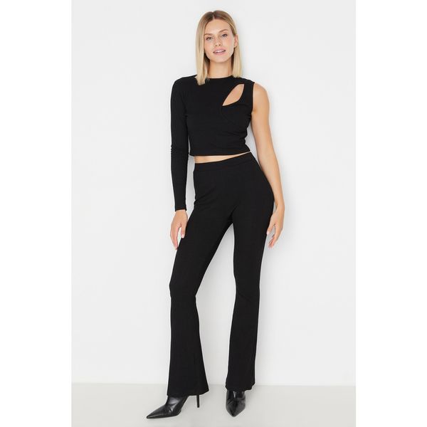 Trendyol Trendyol Black Ribbed 2-Piece Knitted Bottom and Top Set