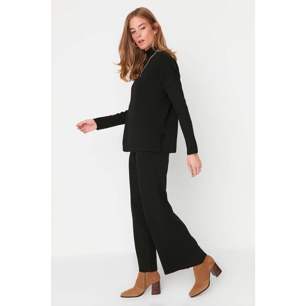 Trendyol Trendyol Black Ribbed Stand Up Collar Knitwear Bottom-Top Suit