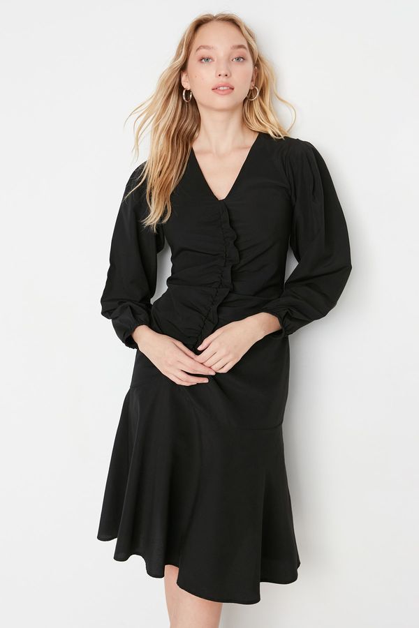 Trendyol Trendyol Black Ruffle Detailed Dress