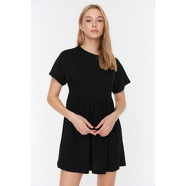 Trendyol Trendyol Black Ruffle Detailed Petite Knitted Dress