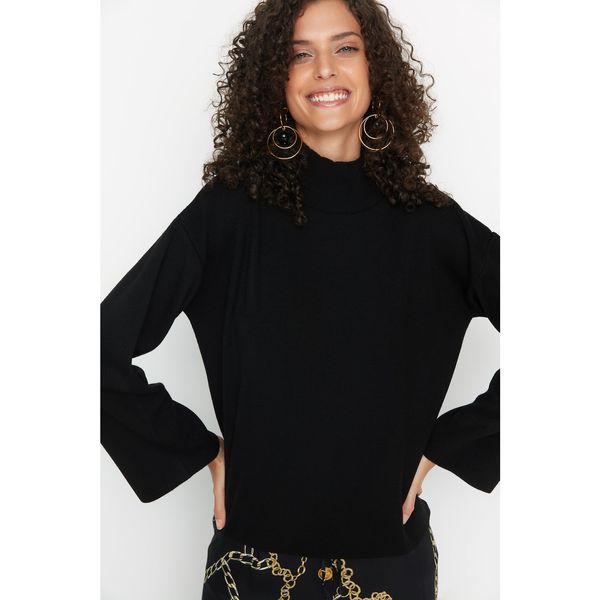 Trendyol Trendyol Black Sleeve Detailed Knitwear Sweater