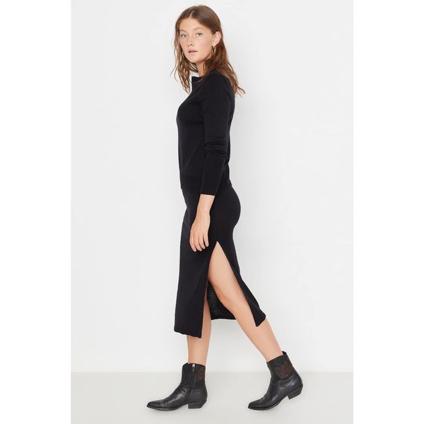 Trendyol Trendyol Black Slit Detailed Sweater-Skirt Knitwear Bottom-Top Set