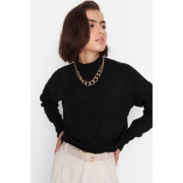 Trendyol Trendyol Black Straight Collar Knitwear Sweater