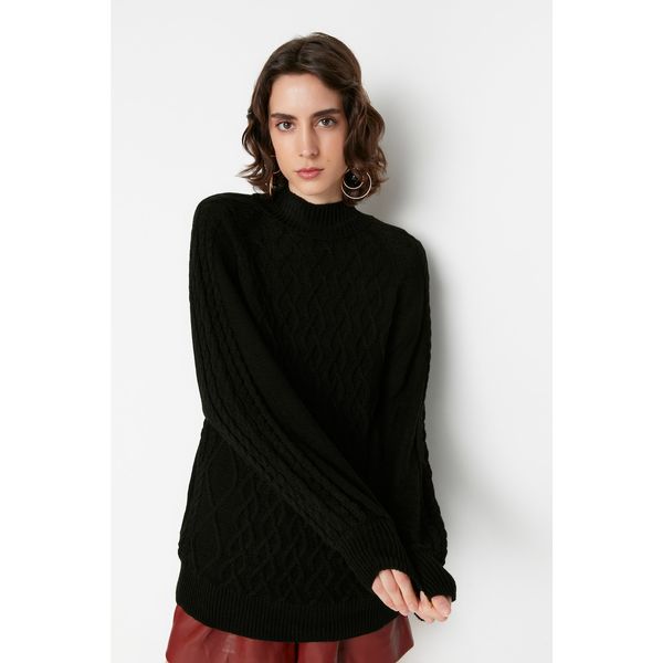 Trendyol Trendyol Black Straight Collar Knitwear Sweater