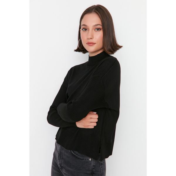 Trendyol Trendyol Black Straight Collar Knitwear Sweater